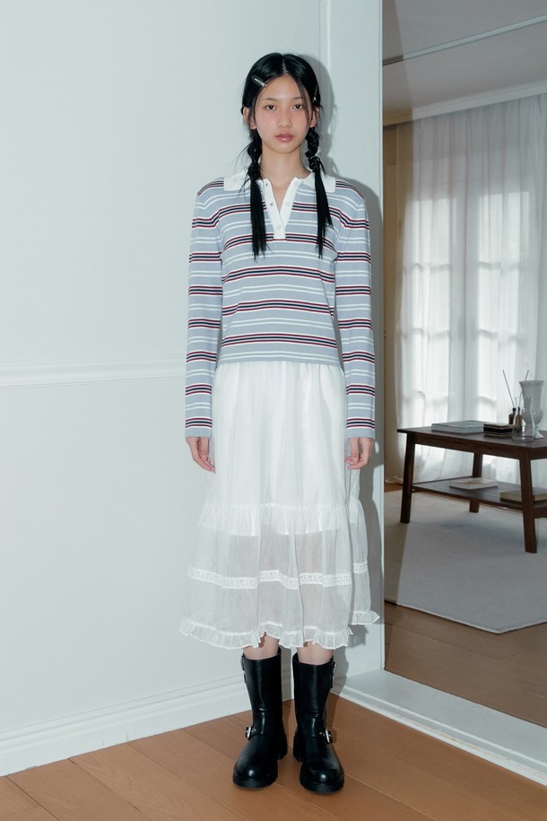 MARGARIN FINGERS - 롱스커트 - [24FW] SHEER LAYERED SKIRT (WHITE)