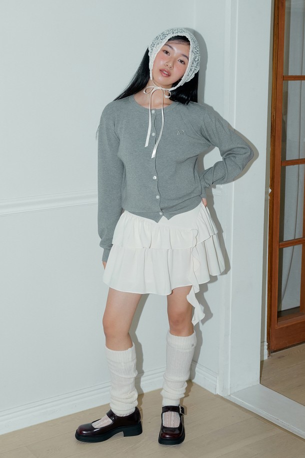 MARGARIN FINGERS - 미니스커트 - [24FW] RUFFLE UNBALANCE SKIRT (CREAM)