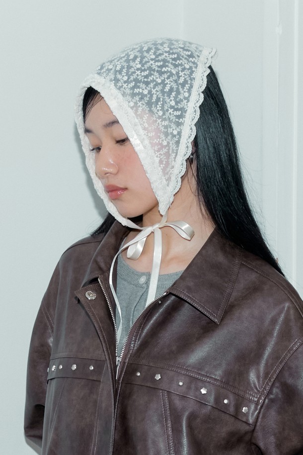 MARGARIN FINGERS - 모자 - [24FW] PENDANT LACE BONNET (CREAM)