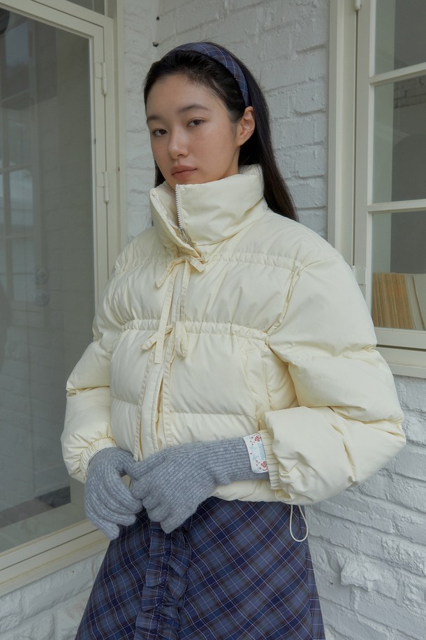 MARGARIN FINGERS - 패딩 - [24FW] RIBBON SHIRRING PADDING (CREAM)