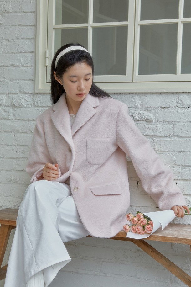 MARGARIN FINGERS - 자켓 - [12/2예약발송][24FW] HAIRY WOOL JACKET (LIGHT PINK)