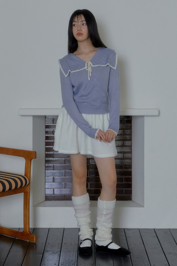 MARGARIN FINGERS - 스웨터 - [24FW] RIBBON SAILOR KNIT (LIGHT BLUE)