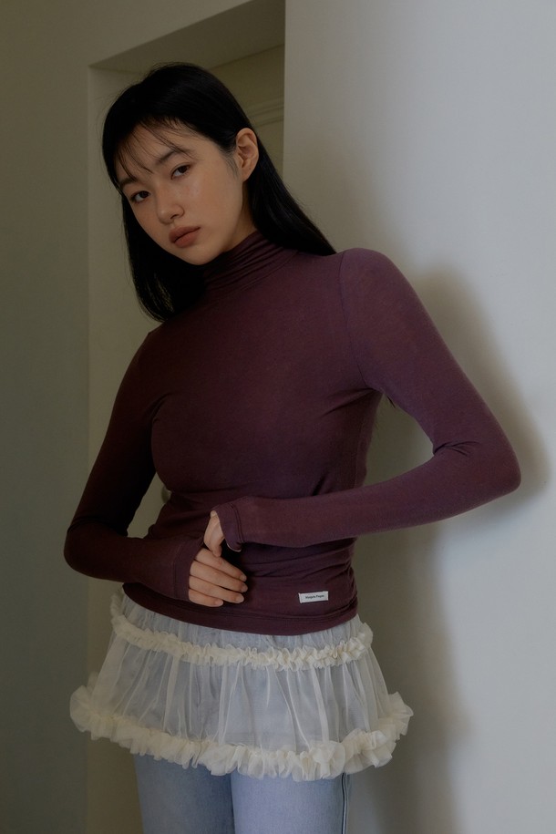 MARGARIN FINGERS - 긴소매 티셔츠 - [24FW] BASIC TENCEL POLAR T-SHIRT (PURPLE)