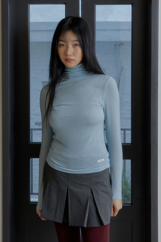 MARGARIN FINGERS - 긴소매 티셔츠 - [24FW] BASIC TENCEL POLAR T-SHIRT (LIGHT BLUE)