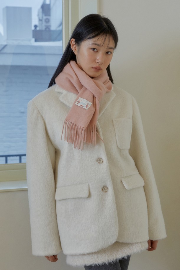 MARGARIN FINGERS - 스카프/머플러 - [11/21예약발송][24FW] WOOL FRINGE MUFFLER (LIGHT PINK)