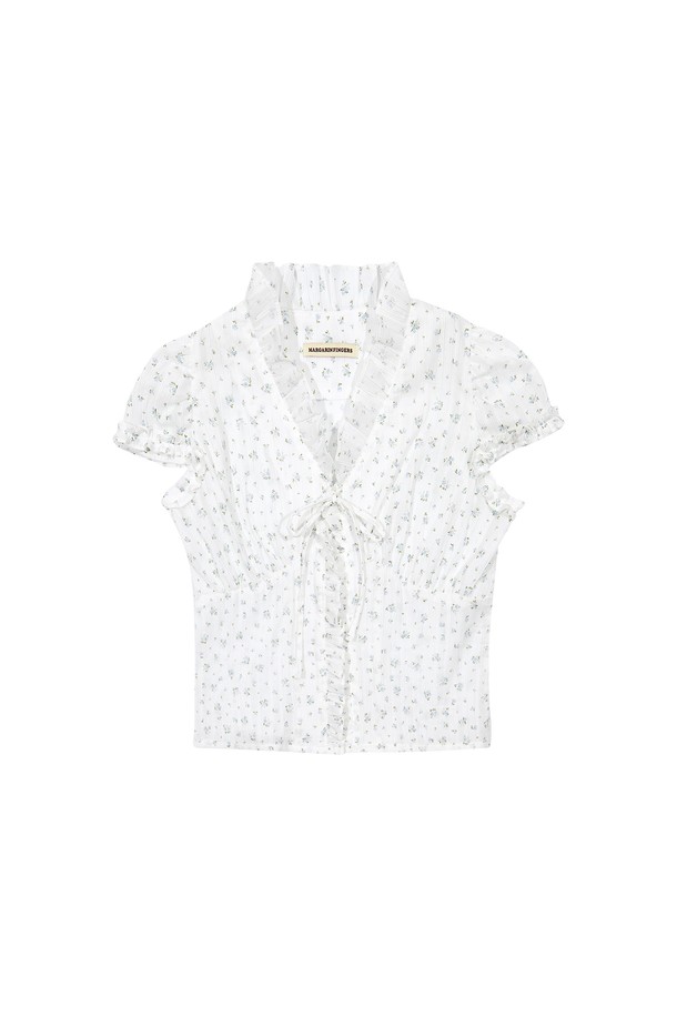 MARGARIN FINGERS - 블라우스 - [24MID CAPSULE] FLORAL FRILL BLOUSE (LIGHT BLUE)