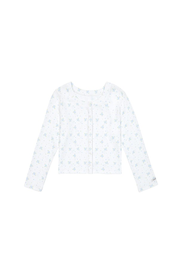 MARGARIN FINGERS - 가디건 - [24SUMMER] FLORAL CARDIGAN (LIGHT BLUE)