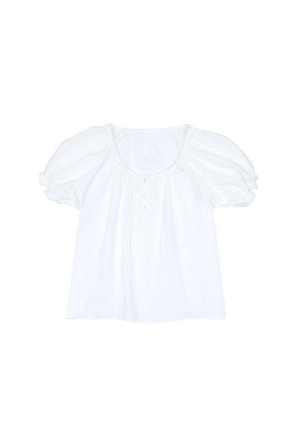 MARGARIN FINGERS - 블라우스 - [24SUMMER] NECK SHIRRING BLOUSE (WHITE)