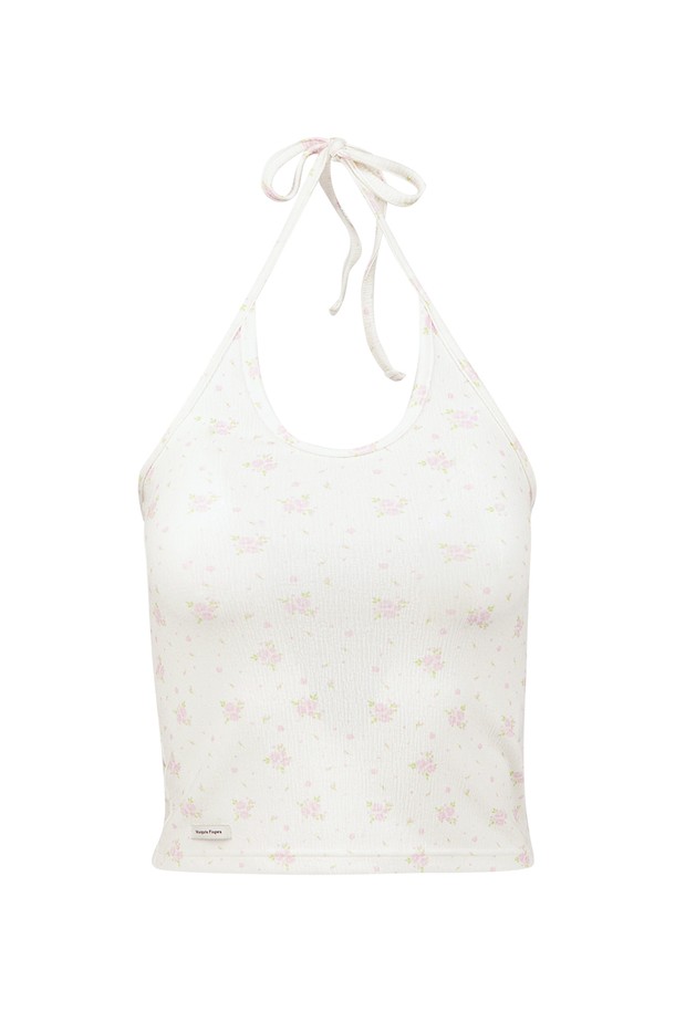 MARGARIN FINGERS - 민소매티셔츠 - [24SUMMER] FLORAL HALTER TOP (LIGHT PINK)