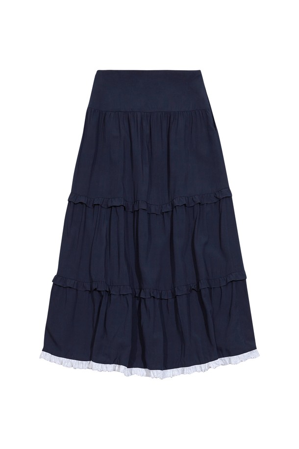 MARGARIN FINGERS - 롱스커트 - [24SUMMER] FRILL LONG SKIRT (NAVY)