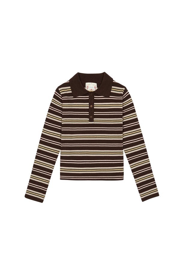 MARGARIN FINGERS - 스웨터 - [24FW] MULTI STRIPE PIQUE KNIT (BROWN)