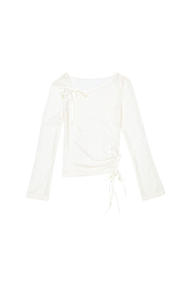 MARGARIN FINGERS - 긴소매 티셔츠 - [24FW] LACE CUT OUT T-SHIRT (IVORY)