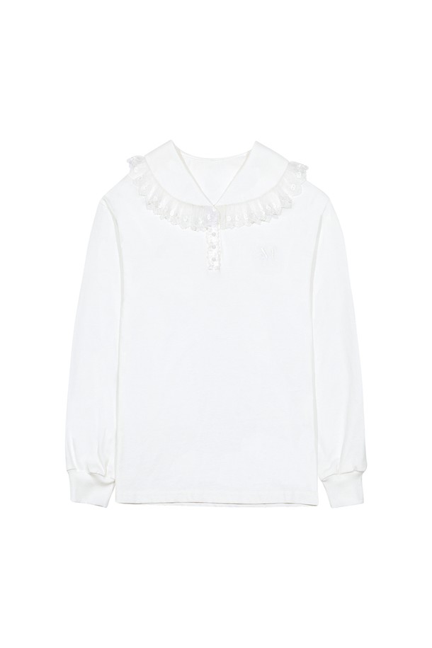 MARGARIN FINGERS - 긴소매 티셔츠 - [24FW] LACE SAILOR T-SHIRT (WHITE)