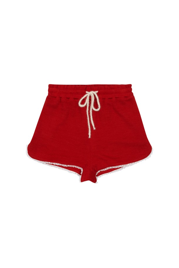 MARGARIN FINGERS - 쇼트팬츠 - [24FW] LACE KNIT SHORTS (RED)