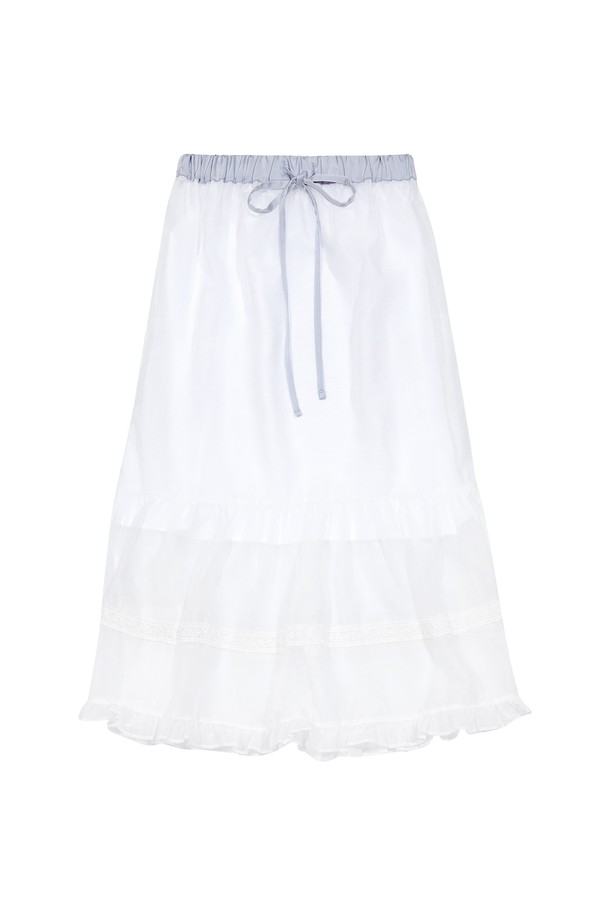 MARGARIN FINGERS - 롱스커트 - [24FW] SHEER LAYERED SKIRT (WHITE)