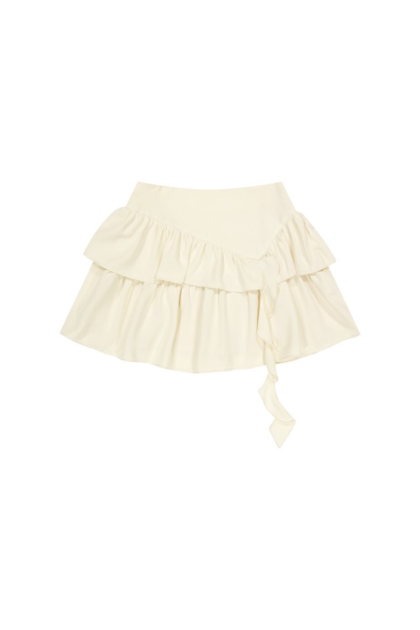 MARGARIN FINGERS - 미니스커트 - [24FW] RUFFLE UNBALANCE SKIRT (CREAM)