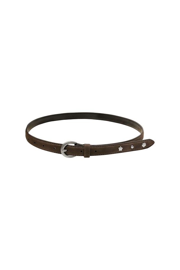 MARGARIN FINGERS - 벨트 - [24FW] RIVET LEATHER BELT (BROWN)