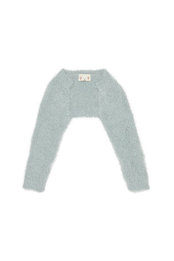 MARGARIN FINGERS - 가디건 - [24FW] POM POM KNIT BOLERO (POWDER BLUE)