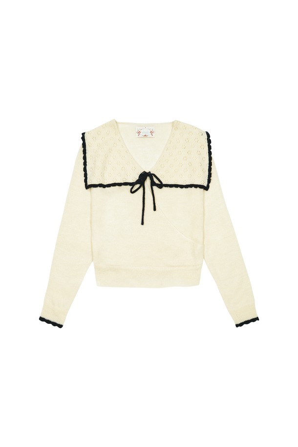 MARGARIN FINGERS - 스웨터 - [24FW] RIBBON SAILOR KNIT (CREAM)