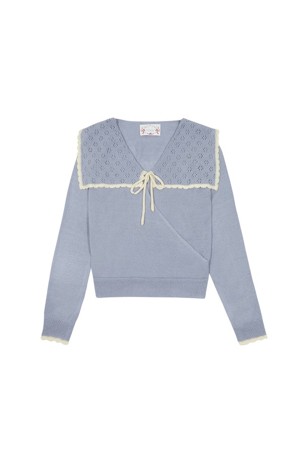 MARGARIN FINGERS - 스웨터 - [24FW] RIBBON SAILOR KNIT (LIGHT BLUE)