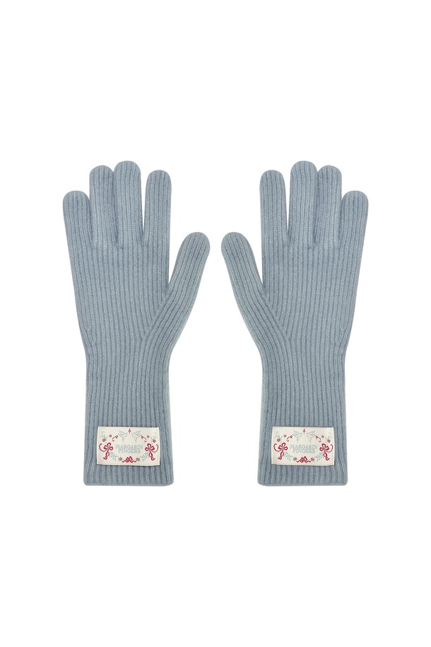 MARGARIN FINGERS - 장갑 - [24FW] FINGER HOLE KNIT GLOVES (LIGHT BLUE)