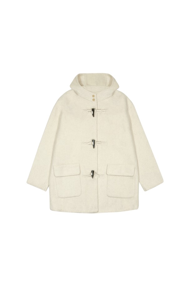 MARGARIN FINGERS - 코트 - [24WINTER] HOODED WOOL DUFFLE COAT (IVORY)