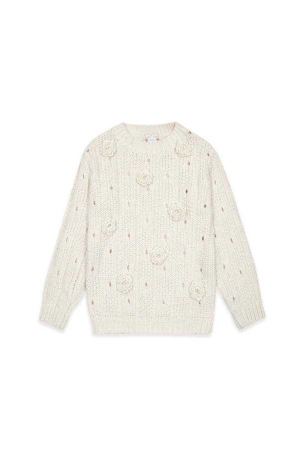 MARGARIN FINGERS - 스웨터 - [24WINTER] HANDMADE CORSAGE KNIT (CREAM)