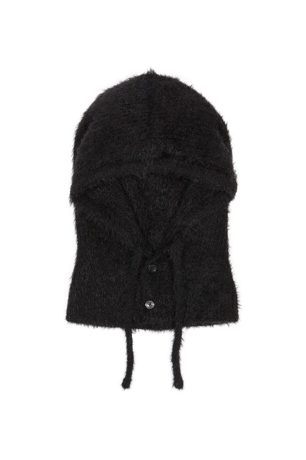 MARGARIN FINGERS - 모자 - [11/27예약발송][24WINTER] FLUFFY BUTTON BALACLAVA (BLACK)