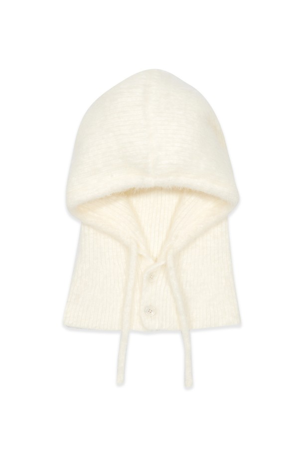 MARGARIN FINGERS - 모자 - [12/5예약발송][24WINTER] FLUFFY BUTTON BALACLAVA (IVORY)