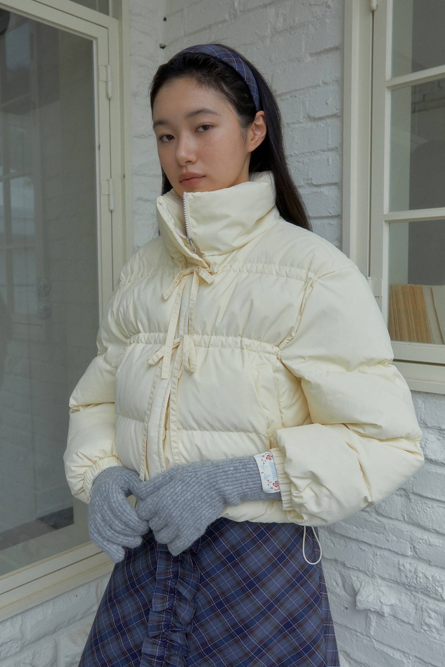 MARGARIN FINGERS] [24FW] RIBBON SHIRRING PADDING (CREAM)
