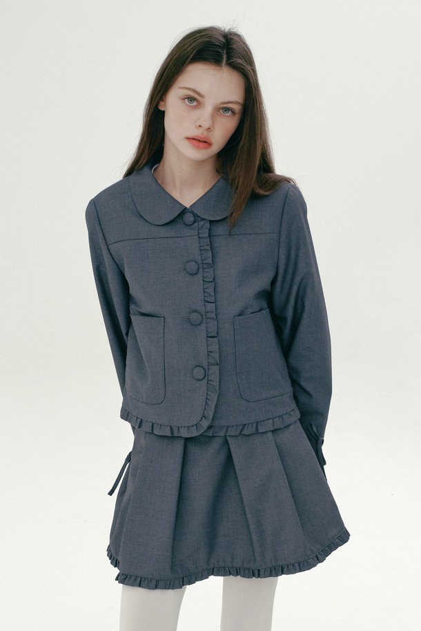 MARGARIN FINGERS - 자켓 - [25SP] FRILL RIBBON JACKET (GREY)