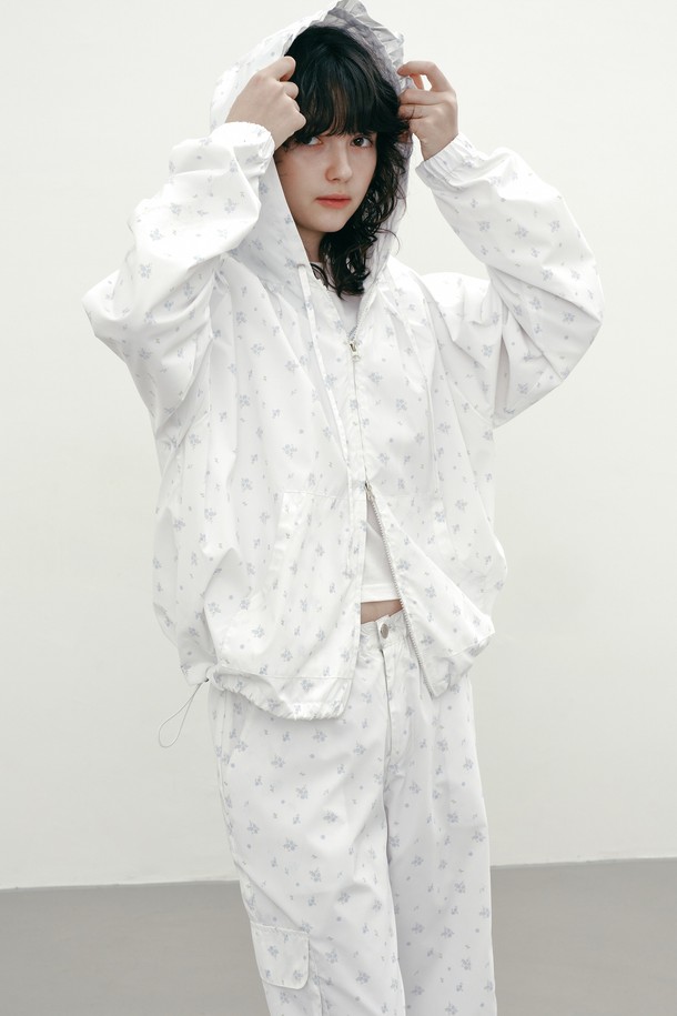 MARGARIN FINGERS - 바람막이/아노락 - [25SP] FLORAL WINDBREAKER (WHITE)