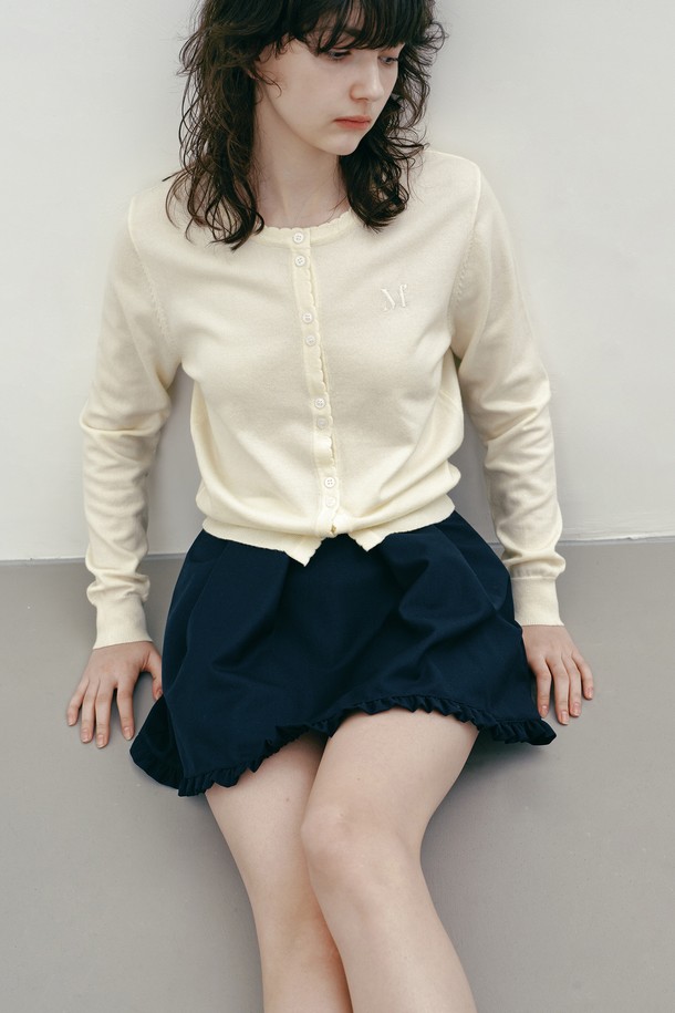 MARGARIN FINGERS - 가디건 - [25SP] LOGO SCALLOP CARDIGAN (CREAM)