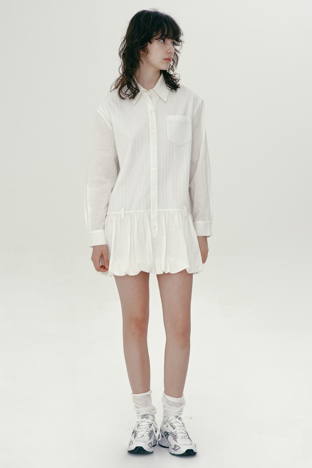 MARGARIN FINGERS - 긴소매 원피스 - [25SP] SHIRT BALLOON ONE-PIECE (WHITE)