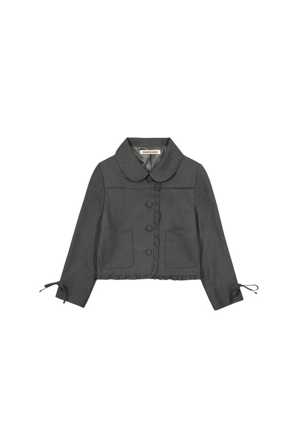 MARGARIN FINGERS - 자켓 - [25SP] FRILL RIBBON JACKET (GREY)