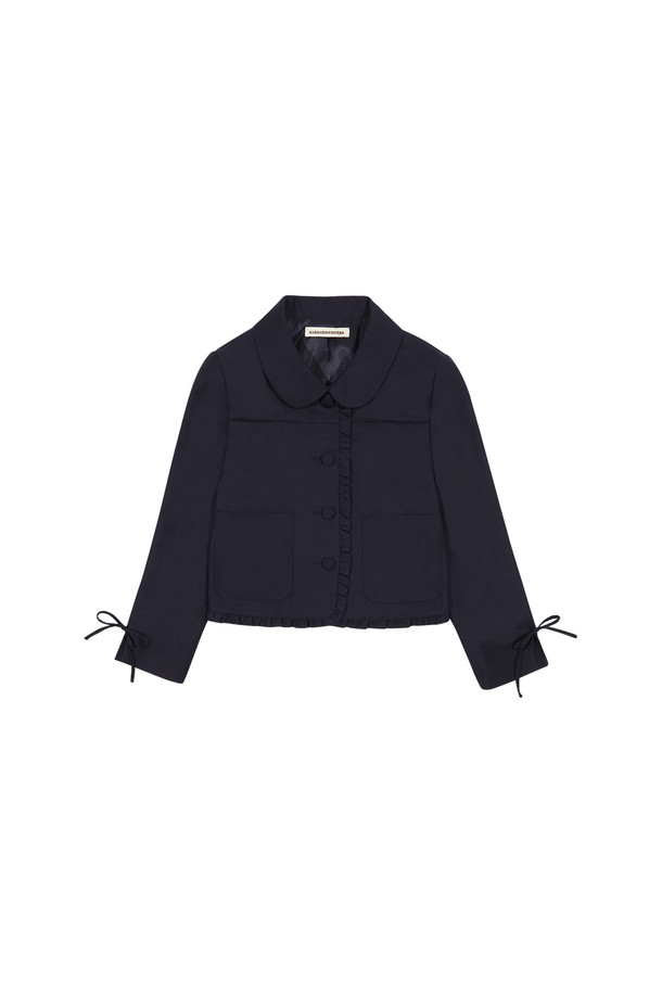 MARGARIN FINGERS - 자켓 - [25SP] FRILL RIBBON JACKET (NAVY)