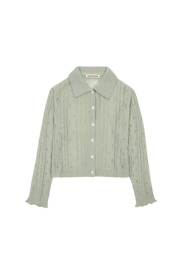 MARGARIN FINGERS - 가디건 - [25SP] COLLAR MOHAIR CARDIGAN (MINT)