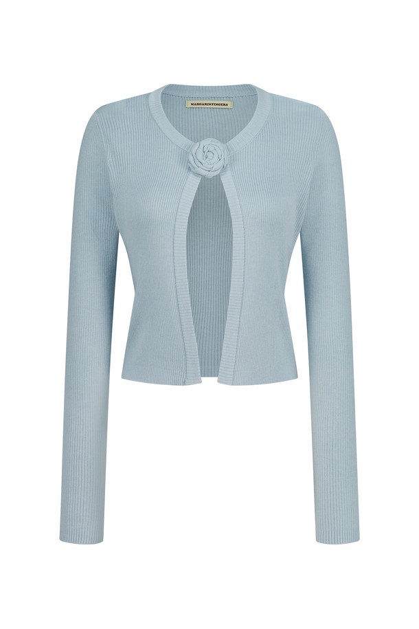 MARGARIN FINGERS - 가디건 - [25SP] ROSE CORSAGE CARDIGAN (LIGHT BLUE)