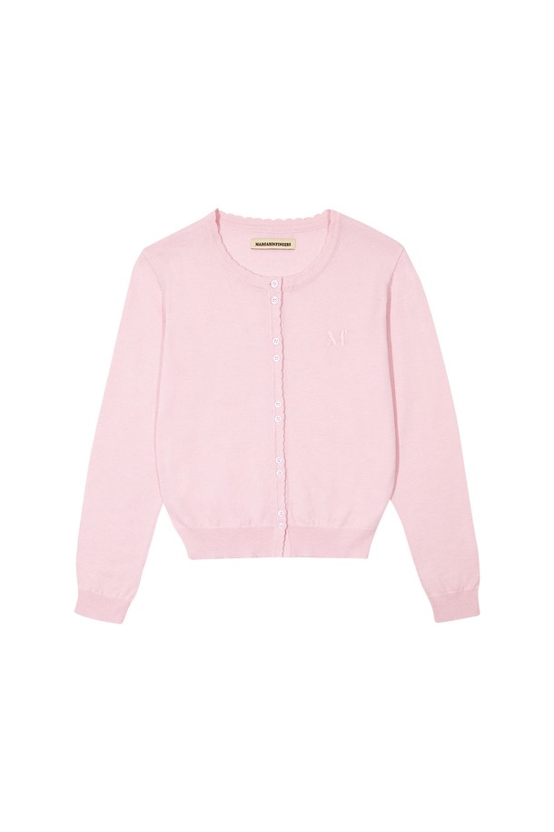 MARGARIN FINGERS - 가디건 - [25SP] LOGO SCALLOP CARDIGAN (LIGHT PINK)