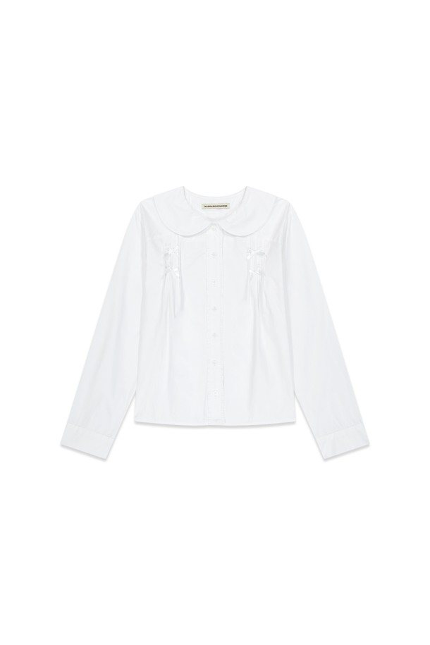 MARGARIN FINGERS - 블라우스 - [25SP] RIBBON PINTUCK BLOUSE (WHITE)