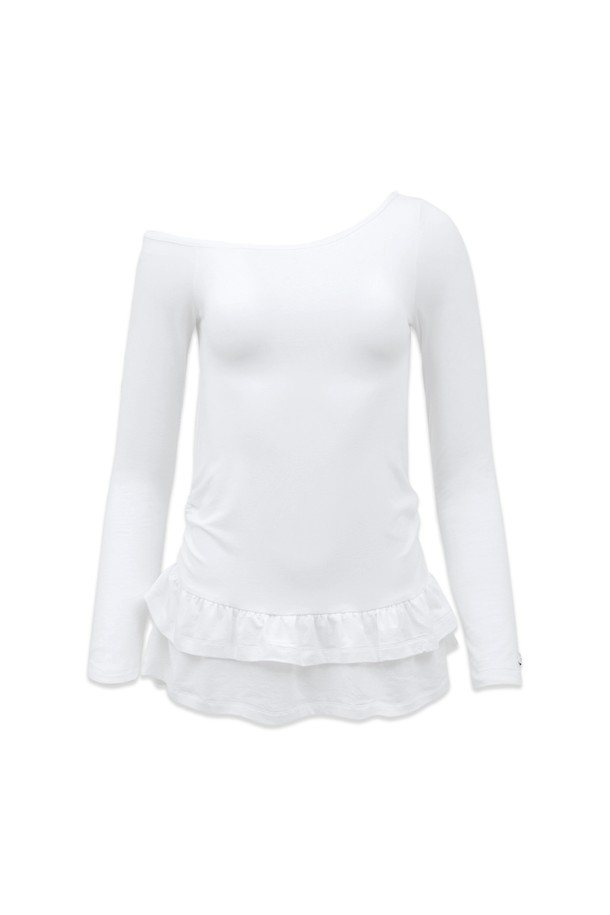 MARGARIN FINGERS - 긴소매 티셔츠 - [25SP] ONE SHOULDER FRILL T (WHITE)