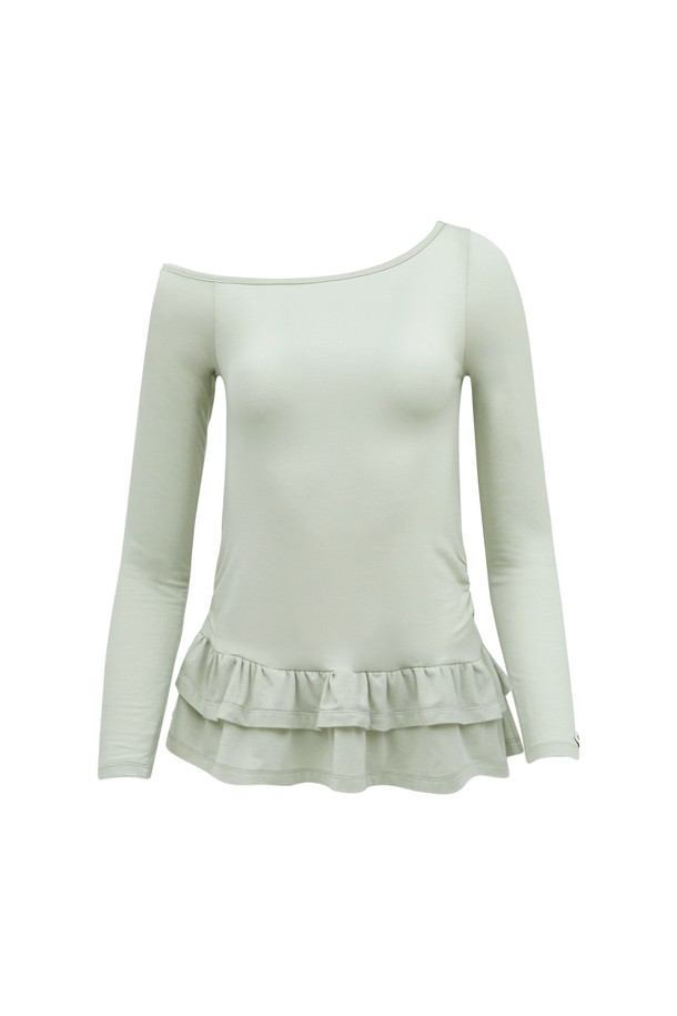 MARGARIN FINGERS - 긴소매 티셔츠 - [25SP] ONE SHOULDER FRILL T (MINT)