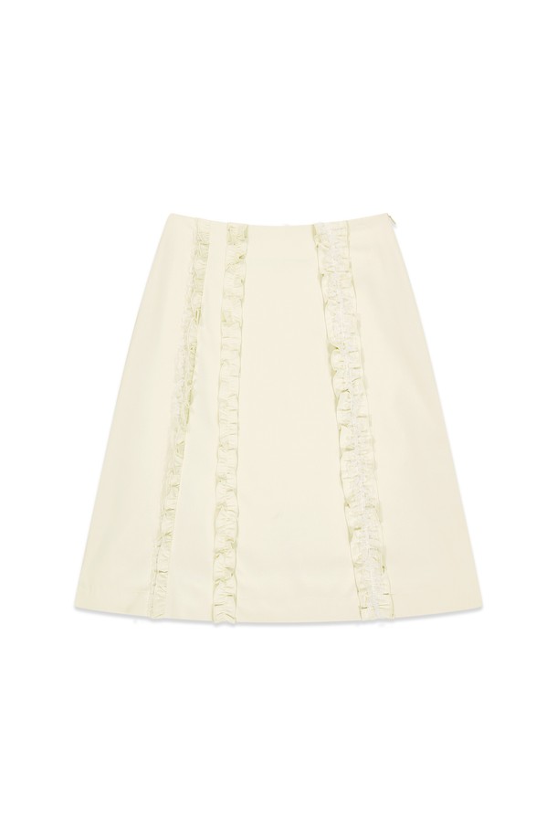 MARGARIN FINGERS - 미디스커트 - [25SP] LACE RUFFLE SKIRT (CREAM)