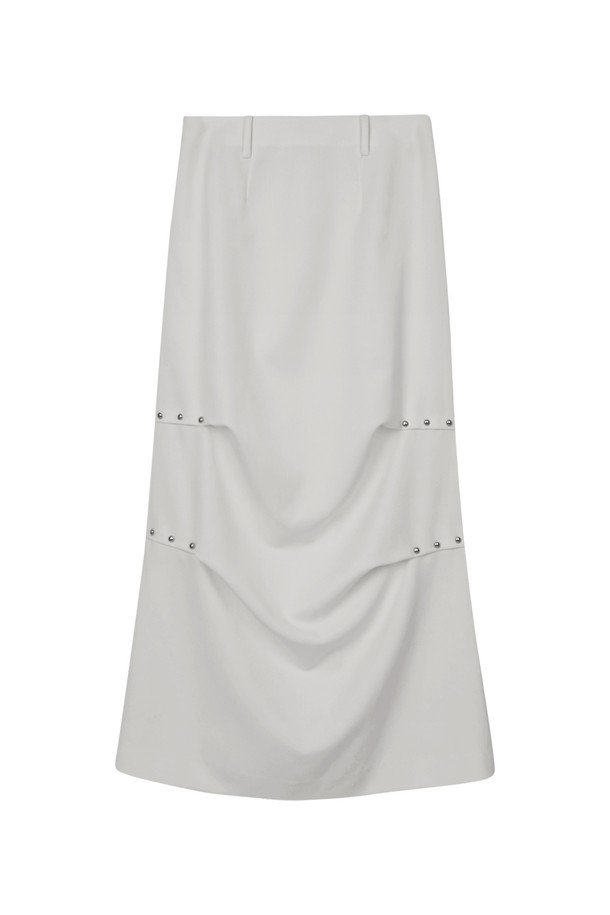 MARGARIN FINGERS - 롱스커트 - [25SP] RIVET LONG SKIRT (LIGHT GREY)