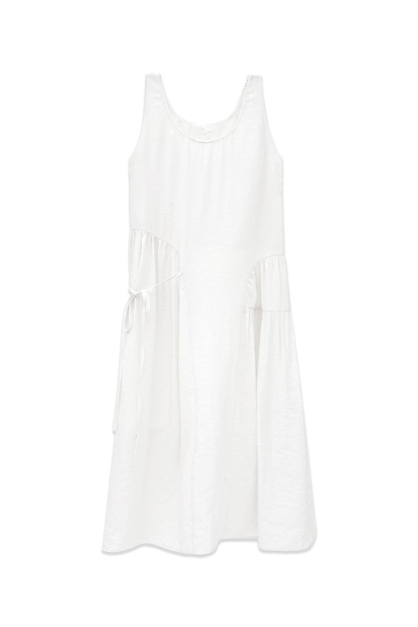 MARGARIN FINGERS ♥ LACE UNBALANCE SHIRRING ONE PIECE 25SUMMER] LACE UNBALANCE SHIRRING ONE PIECE (IVORY)_MARGARIN