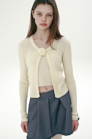 [25SP] ROSE CORSAGE CARDIGAN (LIGHT YELLOW)