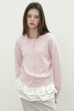 [25SP] LOGO SCALLOP CARDIGAN (LIGHT PINK)