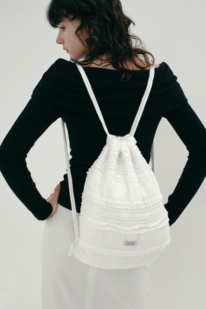 [25SP] LACE FRILL STRING BAG (WHITE)