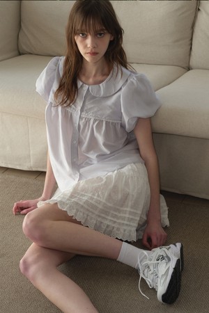 [25MID CAPSULE] SHEER PUFF BLOUSE (POWDER BLUE)