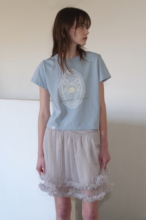 [25MID CAPSULE] LACE PRINT T-SHIRT (LIGHT BLUE)